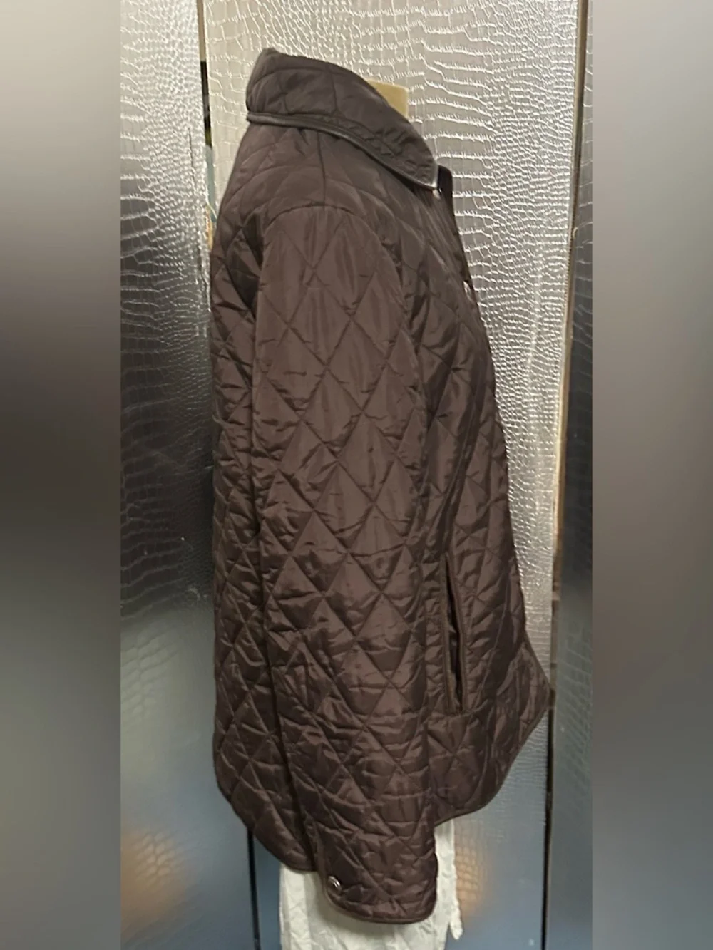 Coach Quilted Brown Diamond-Stitch Puffer Jacket